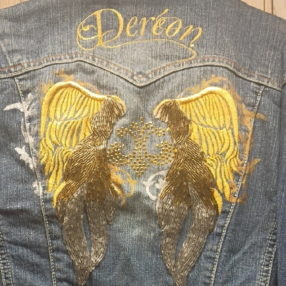 Dereon Blue Boot Cut Jeans with Gold Accents - Picture 2 of 4